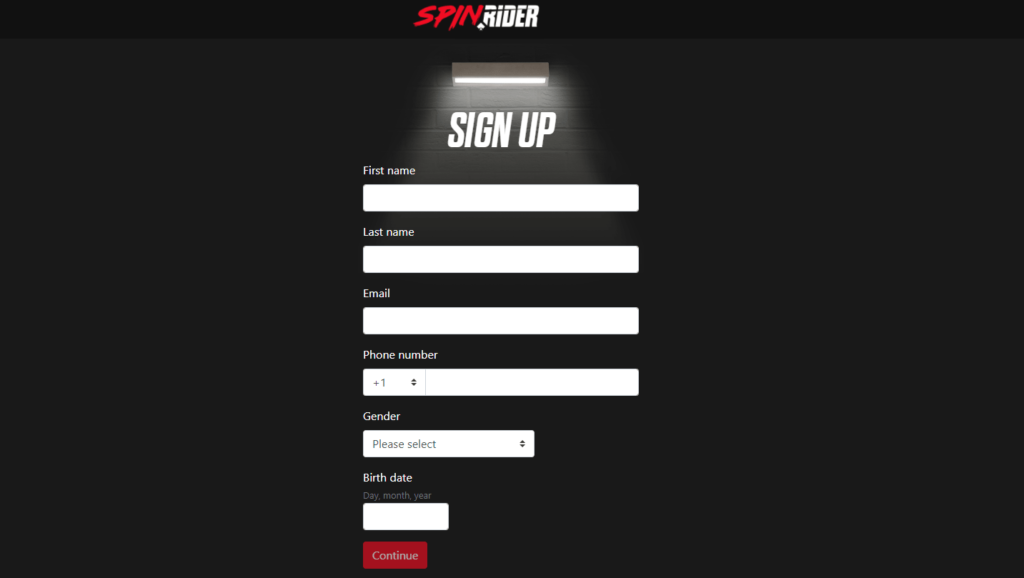 Spin Rider verification and sign up
